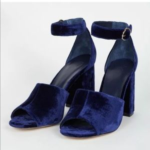 NEW Joie Lahoma Velvet Heels Sandals Blue $298